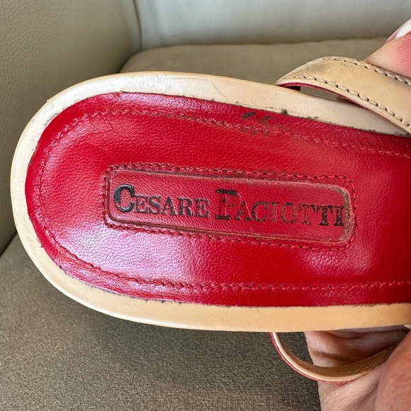 Cesare Paciotti Tan and Red Wedges - Picture 4 of 10